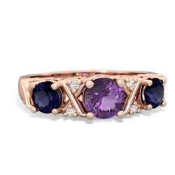 Amethyst Hugs And Kisses 14K Rose Gold ring R5016