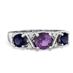 Amethyst Hugs And Kisses 14K White Gold ring R5016