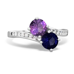 Amethyst Channel Set Two Stone 14K White Gold ring R5303