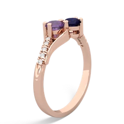 Amethyst Infinity Pave Two Stone 14K Rose Gold ring R5285