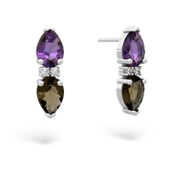 Amethyst Bowtie Drop 14K White Gold earrings E0865