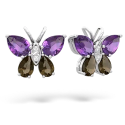 Amethyst Butterfly 14K White Gold earrings E2215