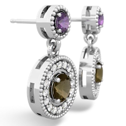 Amethyst Halo Dangle 14K White Gold earrings E5319