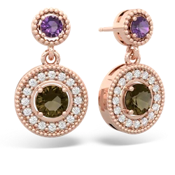 Amethyst Halo Dangle 14K Rose Gold earrings E5319