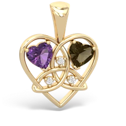 Amethyst Celtic Trinity Heart 14K Yellow Gold pendant P5331