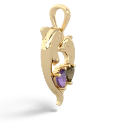 Amethyst Dolphin Heart 14K Yellow Gold pendant P5820