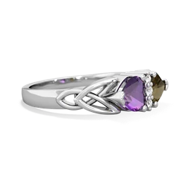 Amethyst Celtic Knot Double Heart 14K White Gold ring R5040