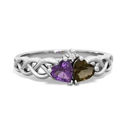 Amethyst Heart To Heart Braid 14K White Gold ring R5870