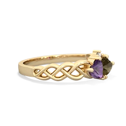 Amethyst Heart To Heart Braid 14K Yellow Gold ring R5870