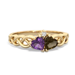 Amethyst Heart To Heart Braid 14K Yellow Gold ring R5870