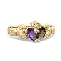 Amethyst 'Our Heart' Claddagh 14K Yellow Gold ring R2388