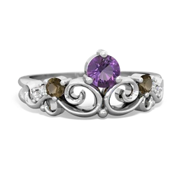 Amethyst Crown Keepsake 14K White Gold ring R5740