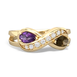 Amethyst Diamond Infinity 14K Yellow Gold ring R5390