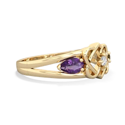 Amethyst Hearts Intertwined 14K Yellow Gold ring R5880