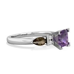 Amethyst 6Mm Princess Eternal Embrace Engagement 14K White Gold ring C2002