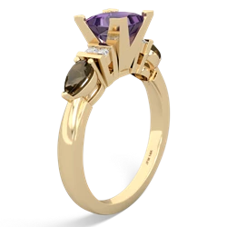 Amethyst 6Mm Princess Eternal Embrace Engagement 14K Yellow Gold ring C2002