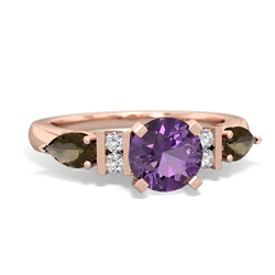 Amethyst 6Mm Round Eternal Embrace Engagement 14K Rose Gold ring R2005