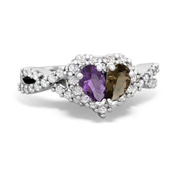 Amethyst Diamond Twist 'One Heart' 14K White Gold ring R2640HRT