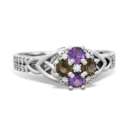 Amethyst Celtic Knot Cluster Engagement 14K White Gold ring R26443RD