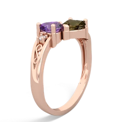 Amethyst Snuggling Hearts 14K Rose Gold ring R2178