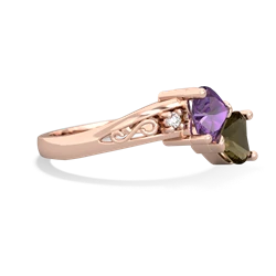 Amethyst Snuggling Hearts 14K Rose Gold ring R2178