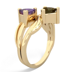 Amethyst Split Band Swirl 14K Yellow Gold ring R2341