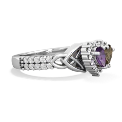 Amethyst Celtic Knot Two Hearts As One 14K White Gold ring R2644HRT