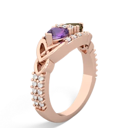 Amethyst Sparkling Celtic Knot 14K Rose Gold ring R2645