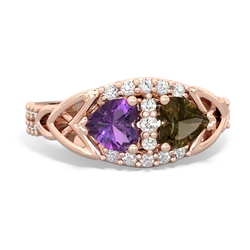 Amethyst Sparkling Celtic Knot 14K Rose Gold ring R2645