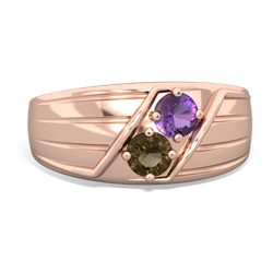 Amethyst Men's Streamline 14K Rose Gold ring R0460