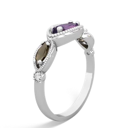 Amethyst Milgrain Marquise 14K White Gold ring R5700