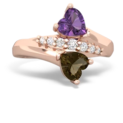 Amethyst Heart To Heart 14K Rose Gold ring R2064