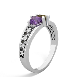 Amethyst Heart To Heart 14K White Gold ring R3342