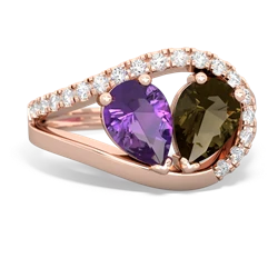 Amethyst Nestled Heart Keepsake 14K Rose Gold ring R5650