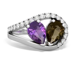 Amethyst Nestled Heart Keepsake 14K White Gold ring R5650