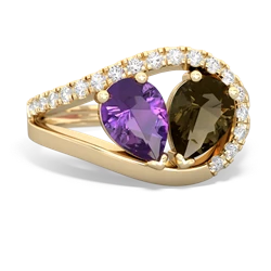 Amethyst Nestled Heart Keepsake 14K Yellow Gold ring R5650