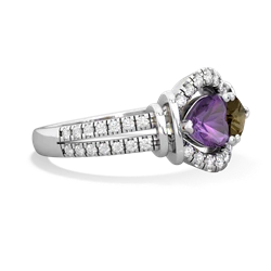 Amethyst Art-Deco Keepsake 14K White Gold ring R5630