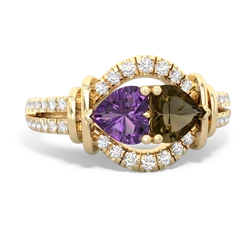 Amethyst Art-Deco Keepsake 14K Yellow Gold ring R5630