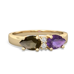 Amethyst Pear Bowtie 14K Yellow Gold ring R0865