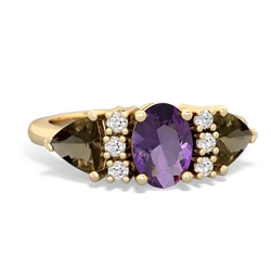 Amethyst Antique Style Three Stone 14K Yellow Gold ring R2186