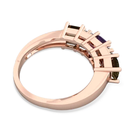 Amethyst Three Stone Diamond Cluster 14K Rose Gold ring R2592