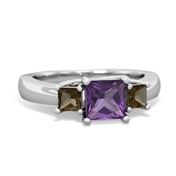 Amethyst Three Stone Trellis 14K White Gold ring R4015