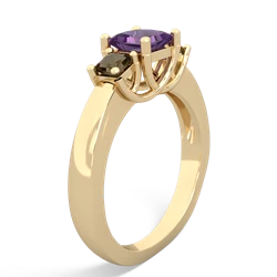 Amethyst Three Stone Trellis 14K Yellow Gold ring R4015