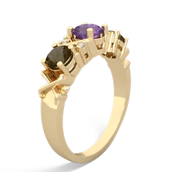 Amethyst Hugs And Kisses 14K Yellow Gold ring R5016