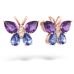 Amethyst Butterfly 14K Rose Gold earrings E2215