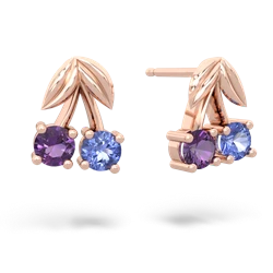 Amethyst Sweet Cherries 14K Rose Gold earrings E7001