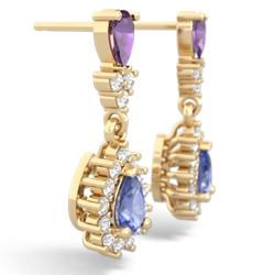 Amethyst Halo Pear Dangle 14K Yellow Gold earrings E1882