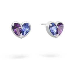 Amethyst 'Our Heart' 14K White Gold earrings E5072