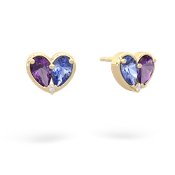 Amethyst 'Our Heart' 14K Yellow Gold earrings E5072