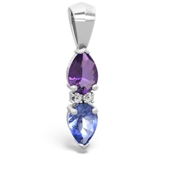 Amethyst Bowtie Drop 14K White Gold pendant P0865